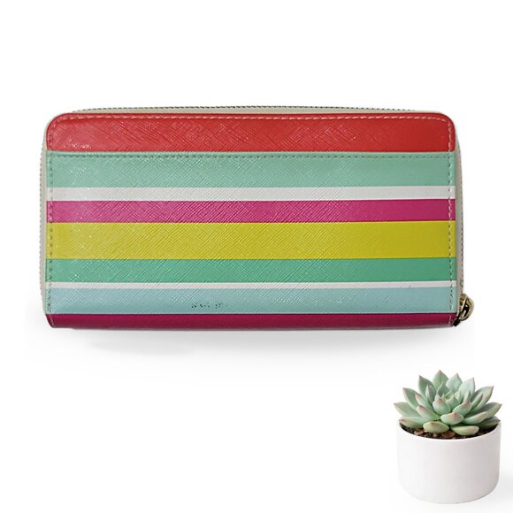 Kate Spade New York Striped Zip Around Wallet Wristlet Multicolor - Picture 5 of 5
